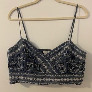 american eagle denim crop top